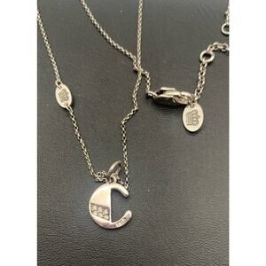 Juicy Couture Silver Tone And Rhinestone Dainty Initial C Necklace